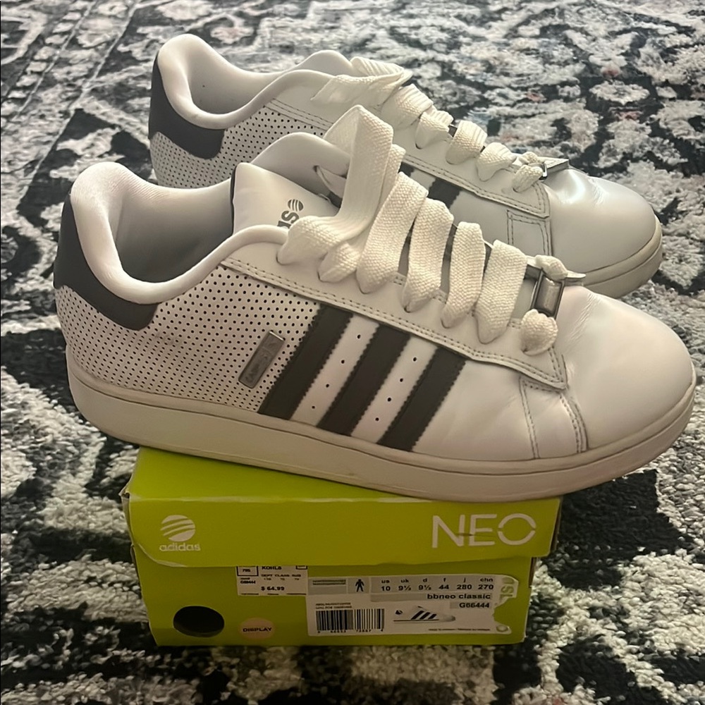 Adidas Neo White Sneakers with Black Stripes